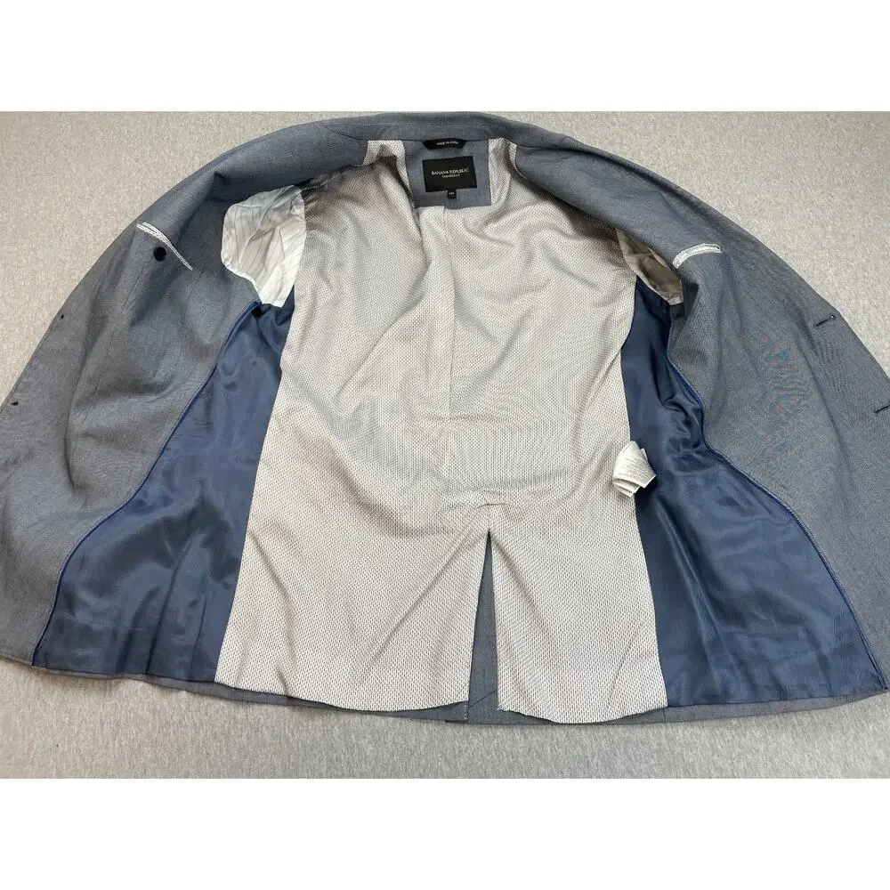 Banana‎ Republic Blazer Mens 44R Gray Cotton Blend Stretch 2-Button Lined Jacket